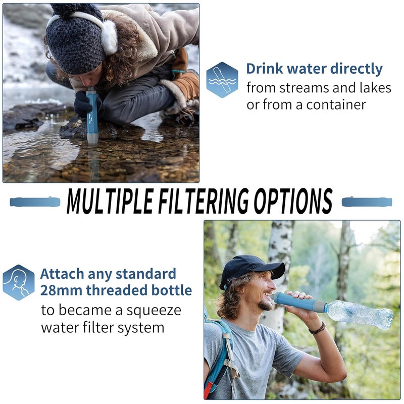 Yuclet 2 Pack Water Filter Straw for Drinking Survival, Personal Straws for Purifying Water, Water Purification Straw Water Purifier Survival Gear and Supplies for Hiking, Camping, Travel, and Emergency - Image 4